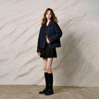 Diamond-Quilted Contrast-Collar Jacket