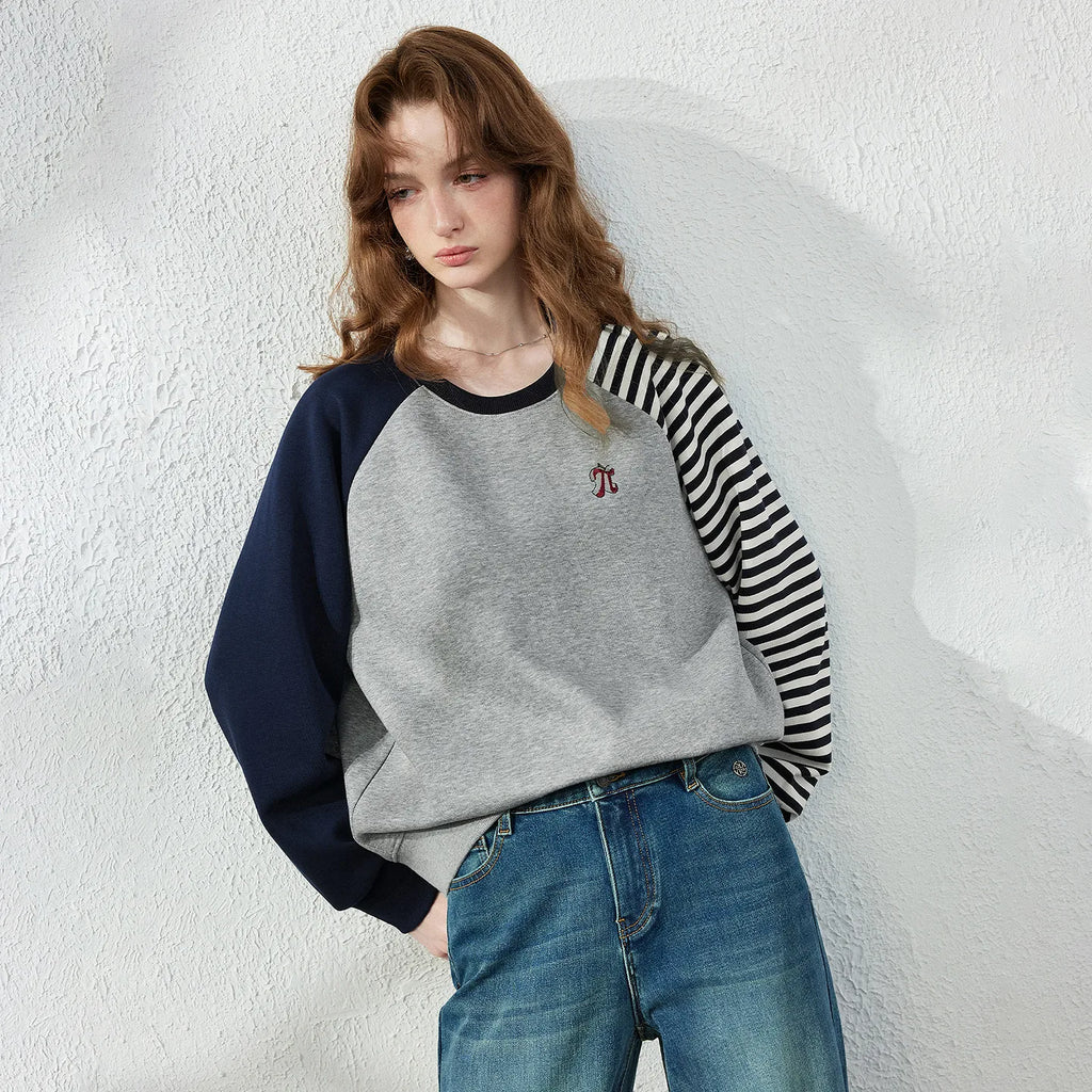Asymmetric-Sleeve Patchwork Sweatshirt