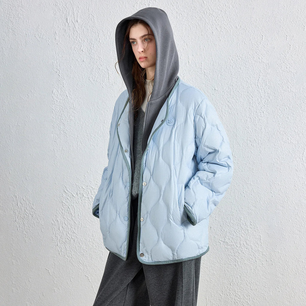Contrast-Trim Quilted Jacket