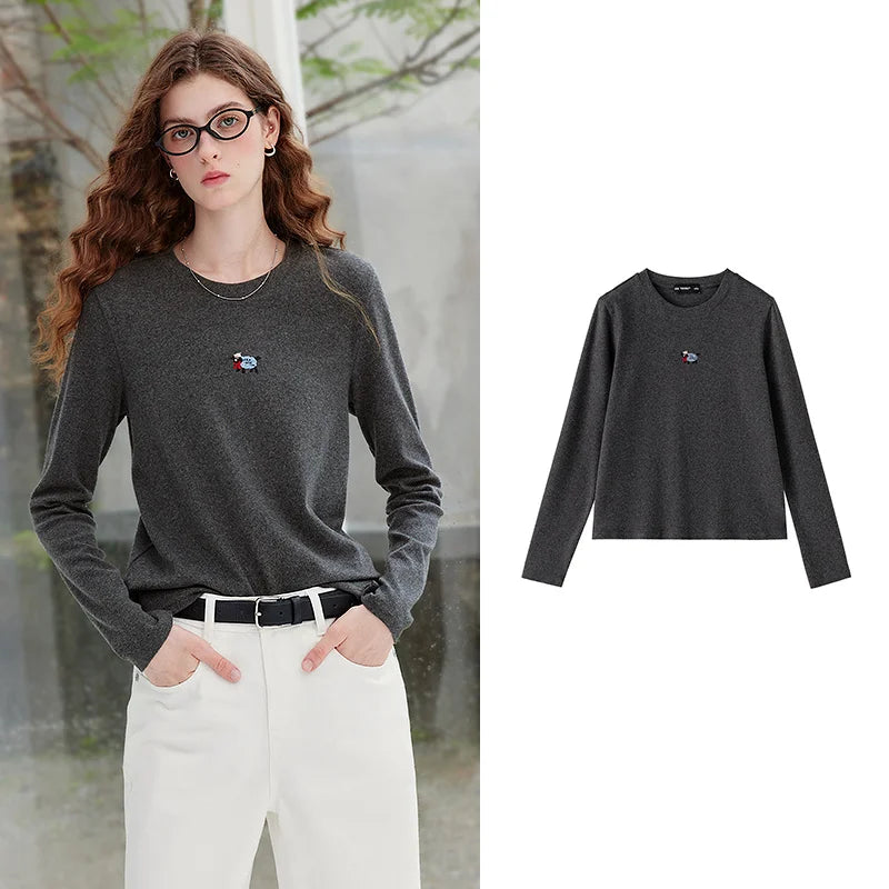 Lamb-Detail Long-Sleeve Tee