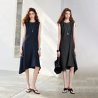 Asymmetric-Hem Sleeveless Dress