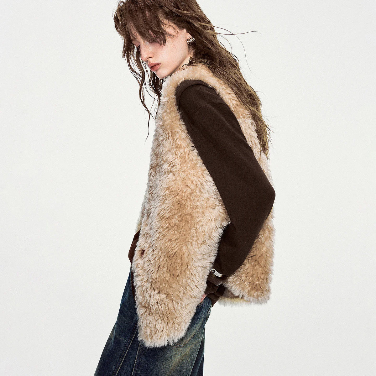 Shaggy Button-Front Vest