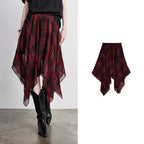 Plaid Handkerchief-Hem Skirt