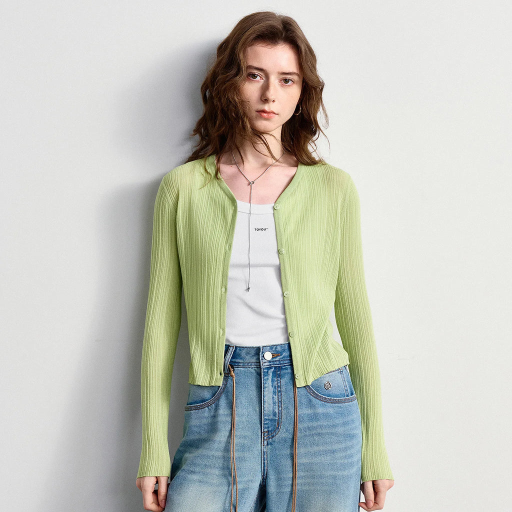 Ribbed V-Neck Cardigan