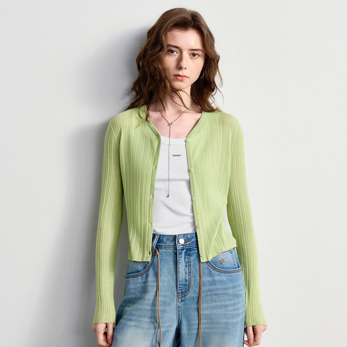 Ribbed V-Neck Cardigan