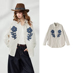Floral Patch Striped Shirt