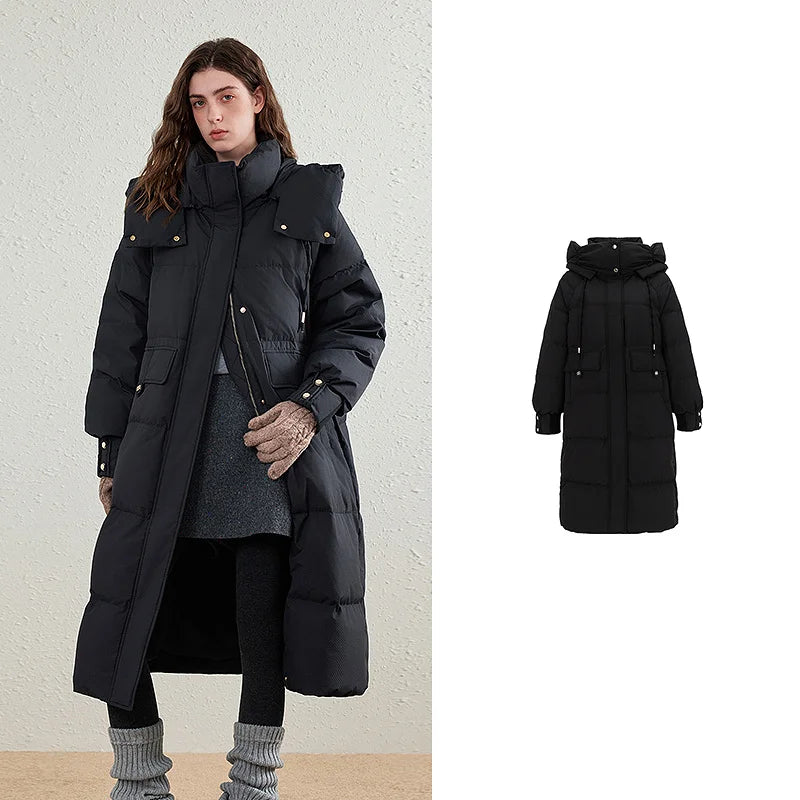 Flap-Pocket Longline Puffer Coat