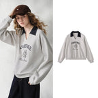 Contrast-Collar Graphic Sweatshirt