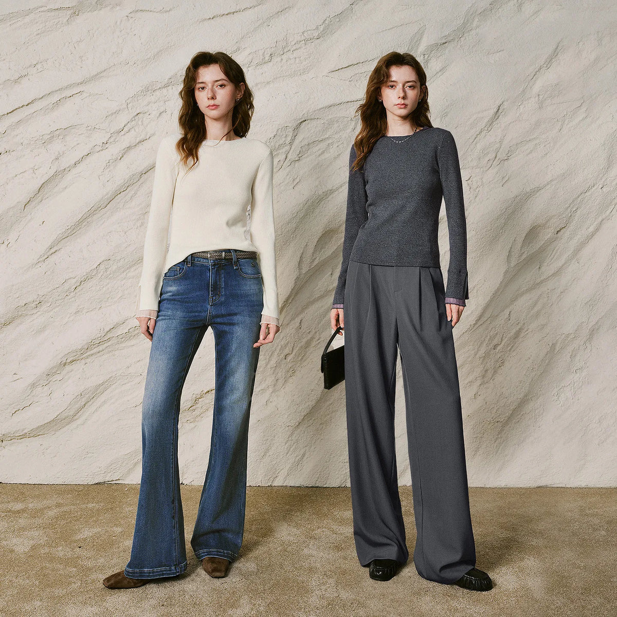 Crewneck Long-Sleeve Knit Top