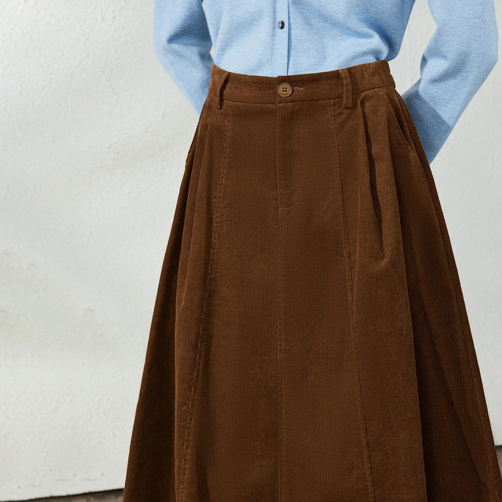Paneled A-Line Midi Skirt