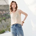 Open-Knit Crewneck Tank Top