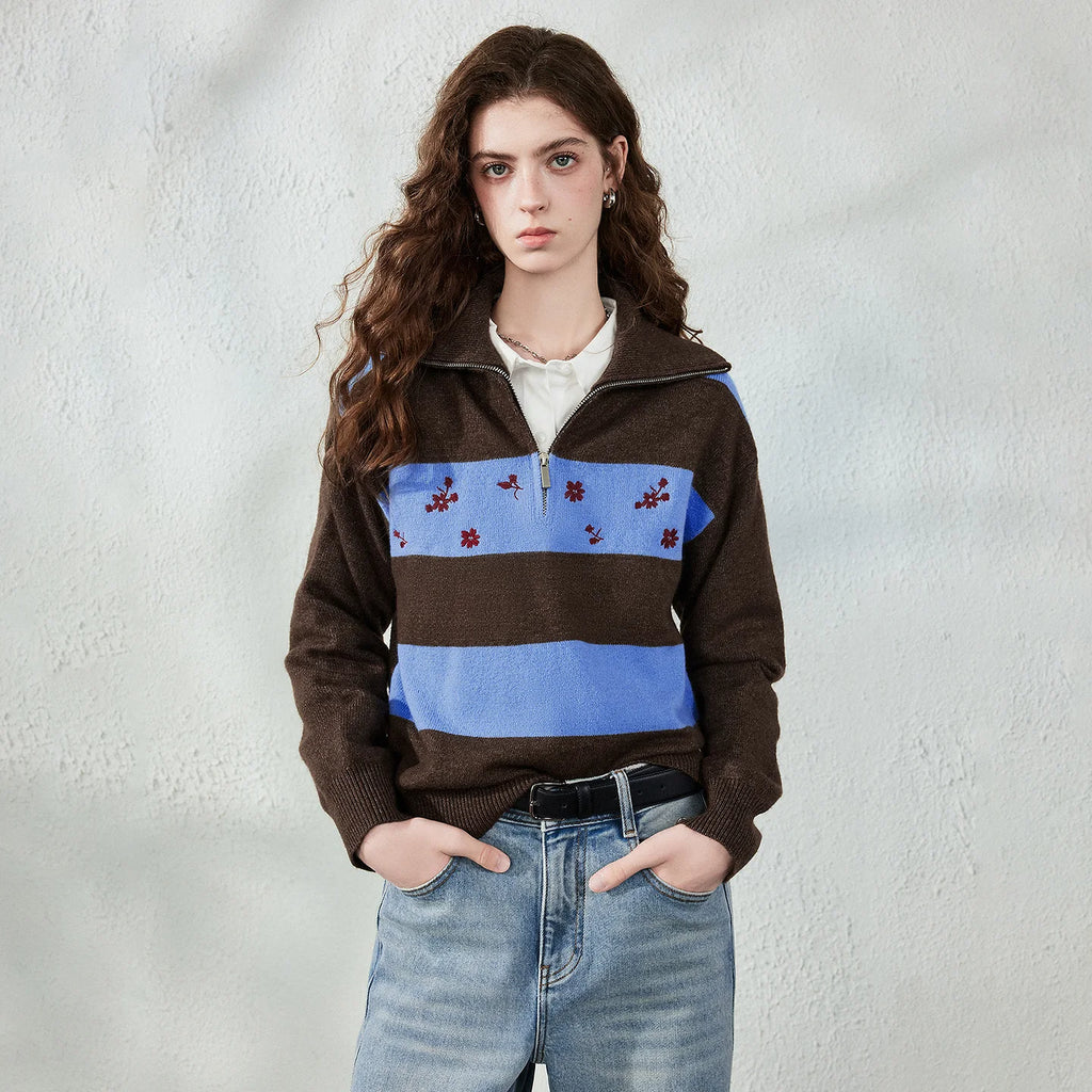 Striped Half-Zip Knit Polo