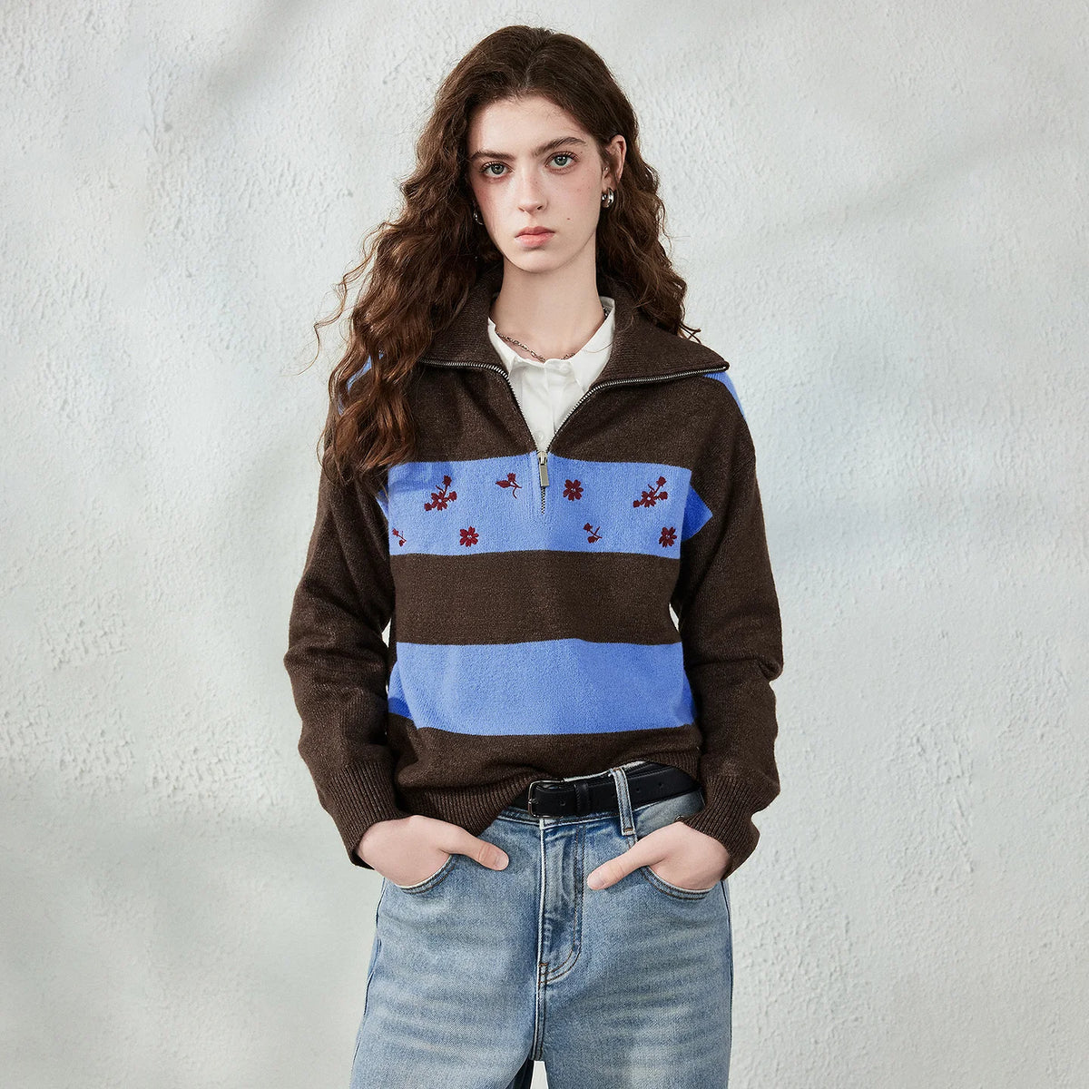 Striped Half-Zip Knit Polo