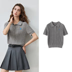 Cable-Knit Short-Sleeve Polo