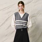 Layered-Look Striped Knit Top