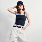 Contrast-Trim Square-Neck Tank Top