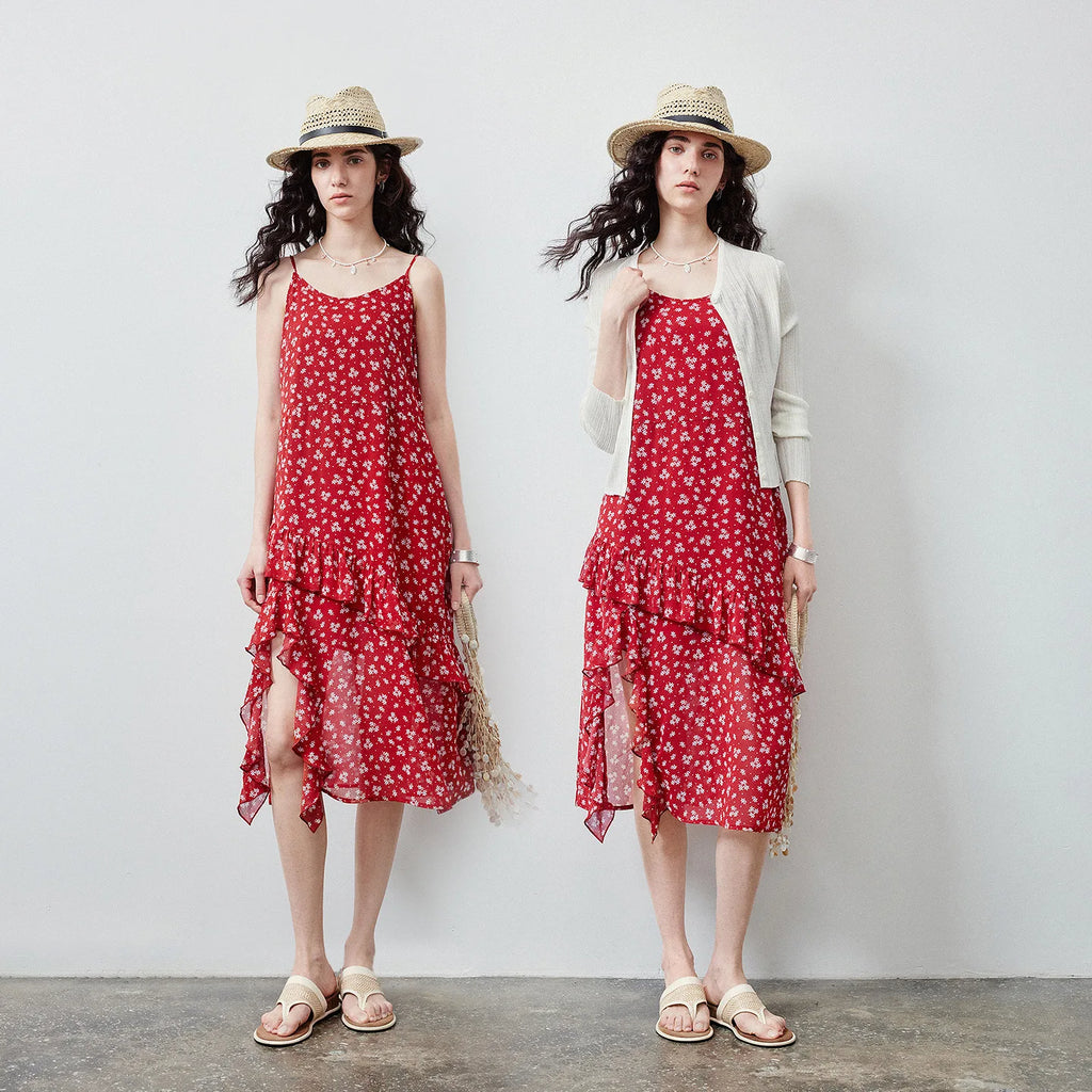 Floral Ruffled Slip Dress