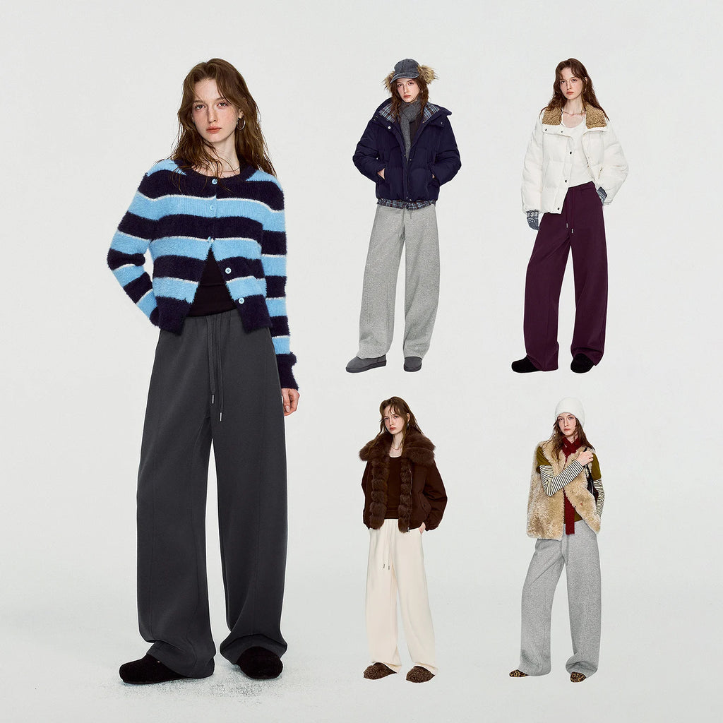 Seam-Detail Wide-Leg Sweatpants