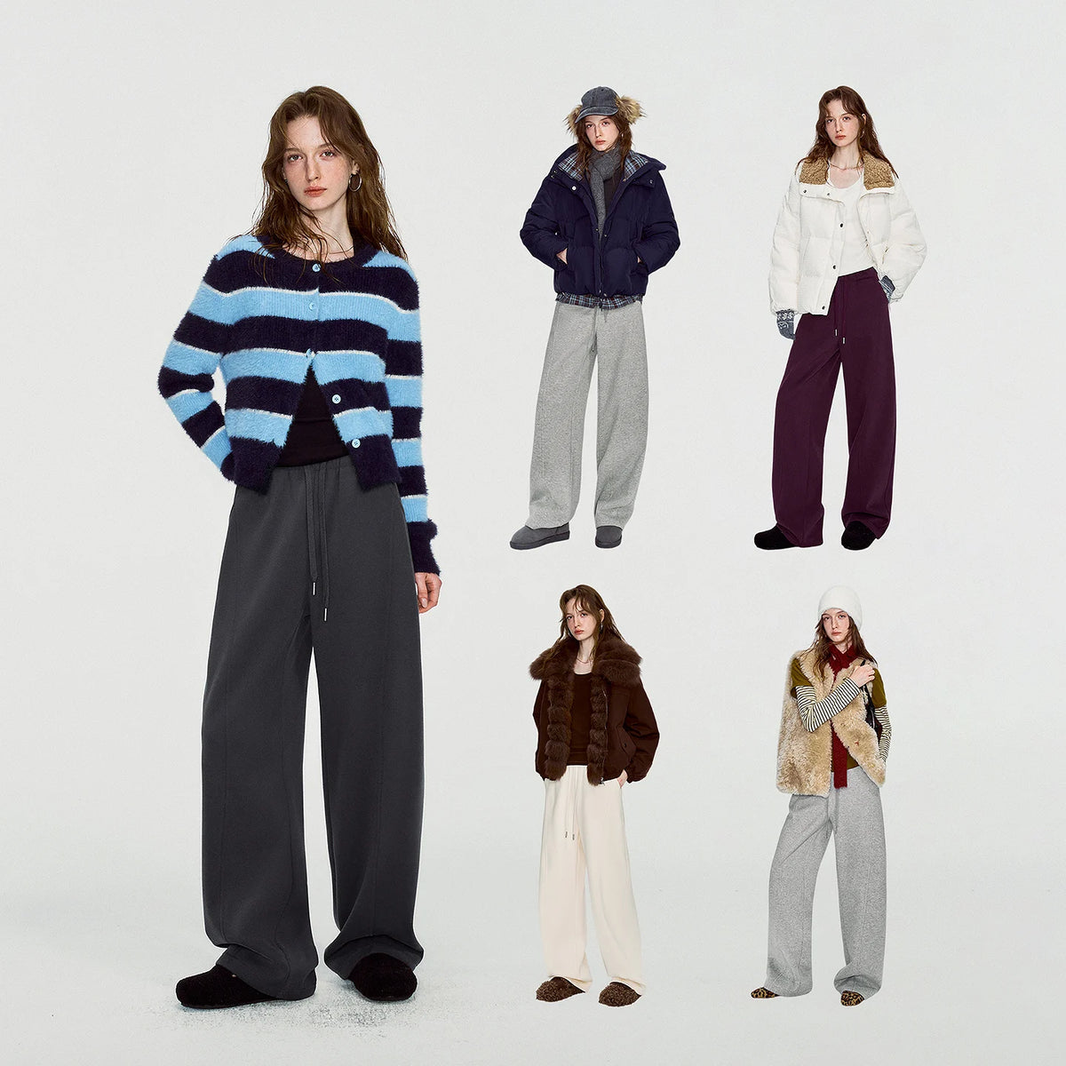 Seam-Detail Wide-Leg Sweatpants