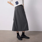Paneled A-Line Midi Skirt