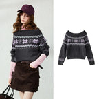 Fair Isle Off-Shoulder Knit Top