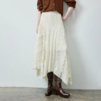 Asymmetric Lace Midi Skirt