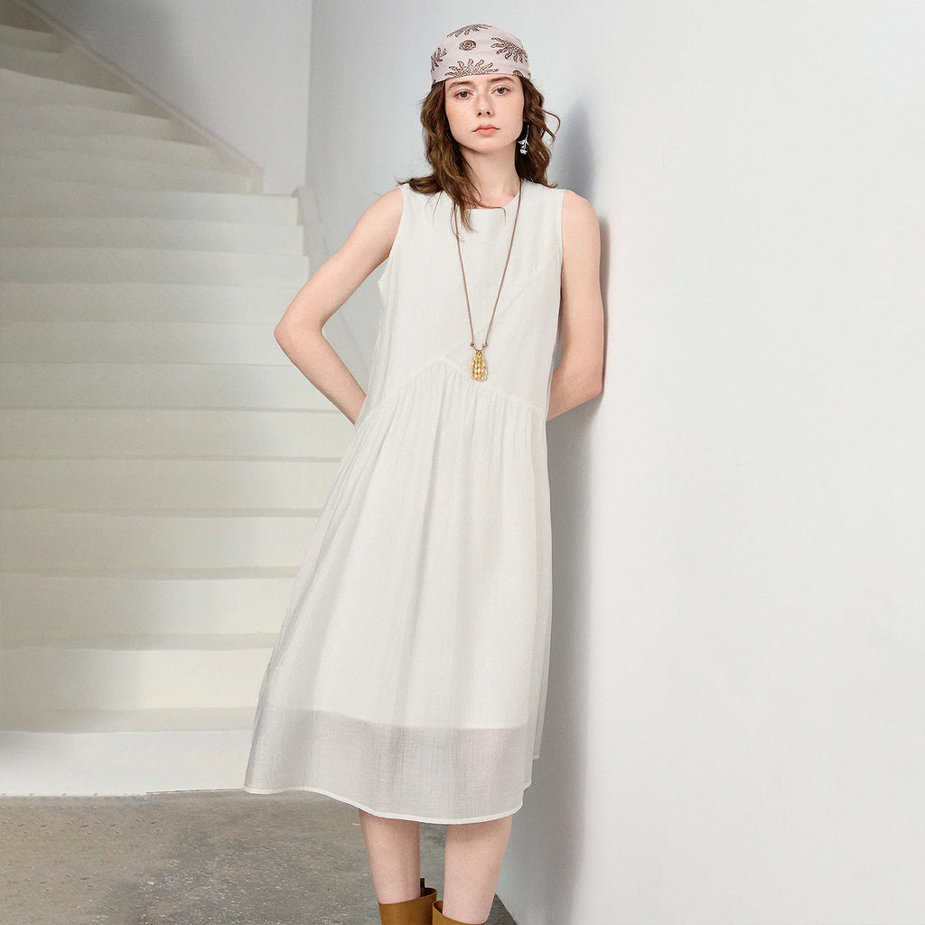 Sleeveless Gathered Midi Dress