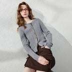 Cable-Knit Crewneck Cardigan