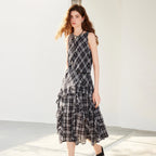 Plaid Ruffled Midi Dress