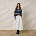 Bow-Motif Striped Knit Sweater