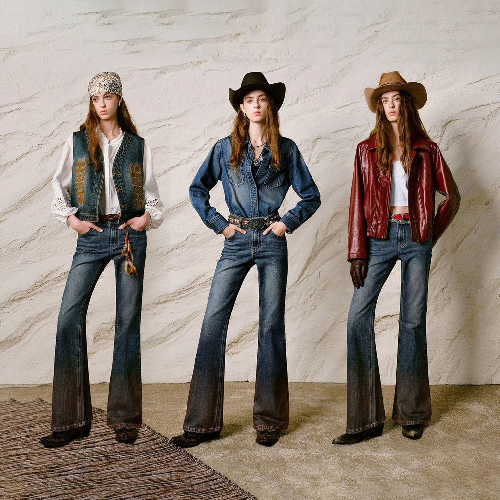 Gradient-Wash Flared Jeans