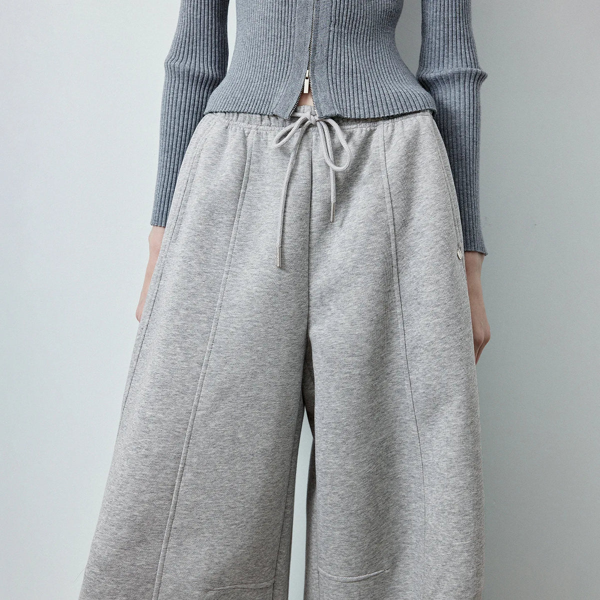 Drawstring Curved-Leg Pants