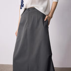 Paneled A-Line Midi Skirt