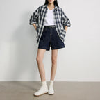 Wide-Leg Denim Shorts