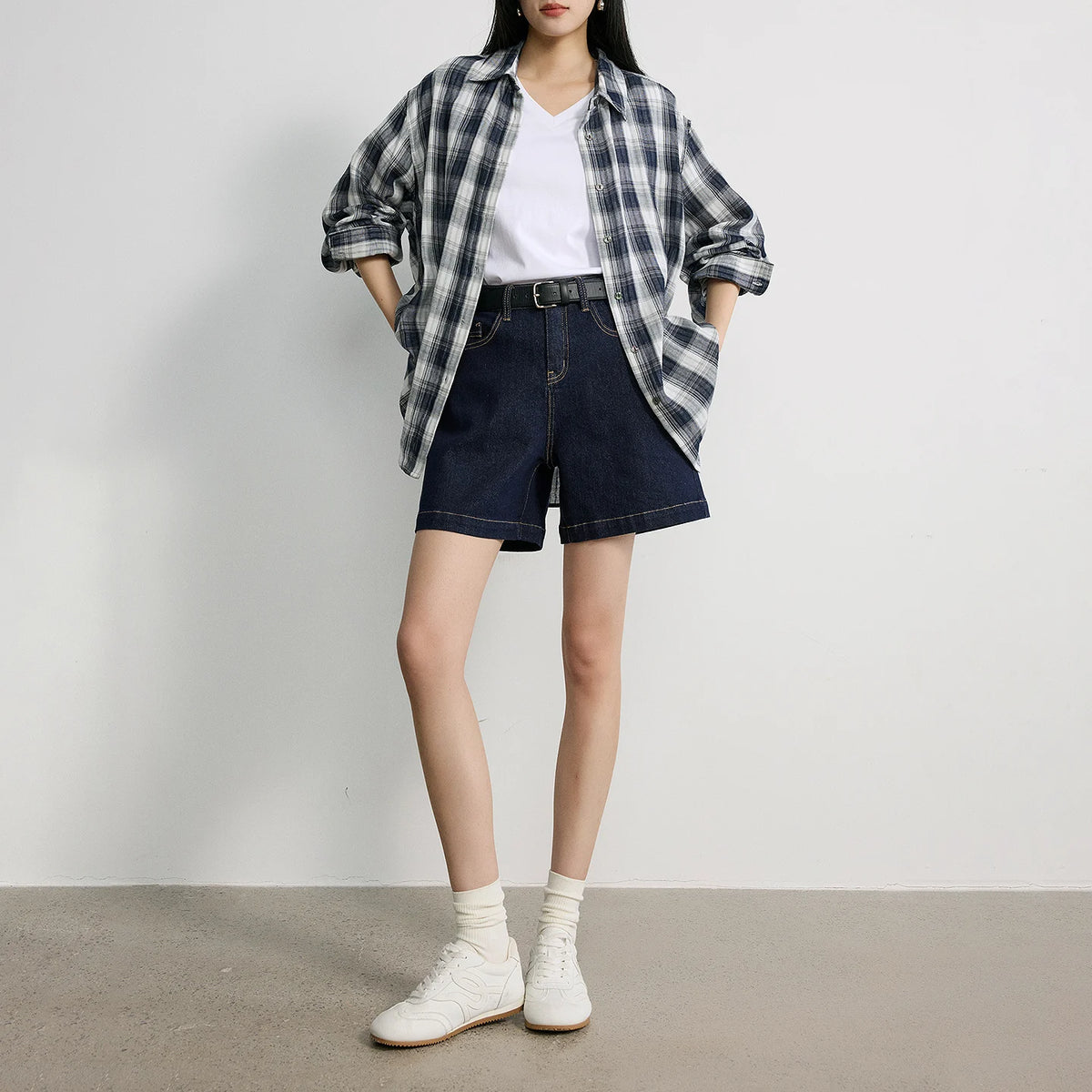 Wide-Leg Denim Shorts