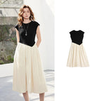 Colorblock V-Waist Midi Dress