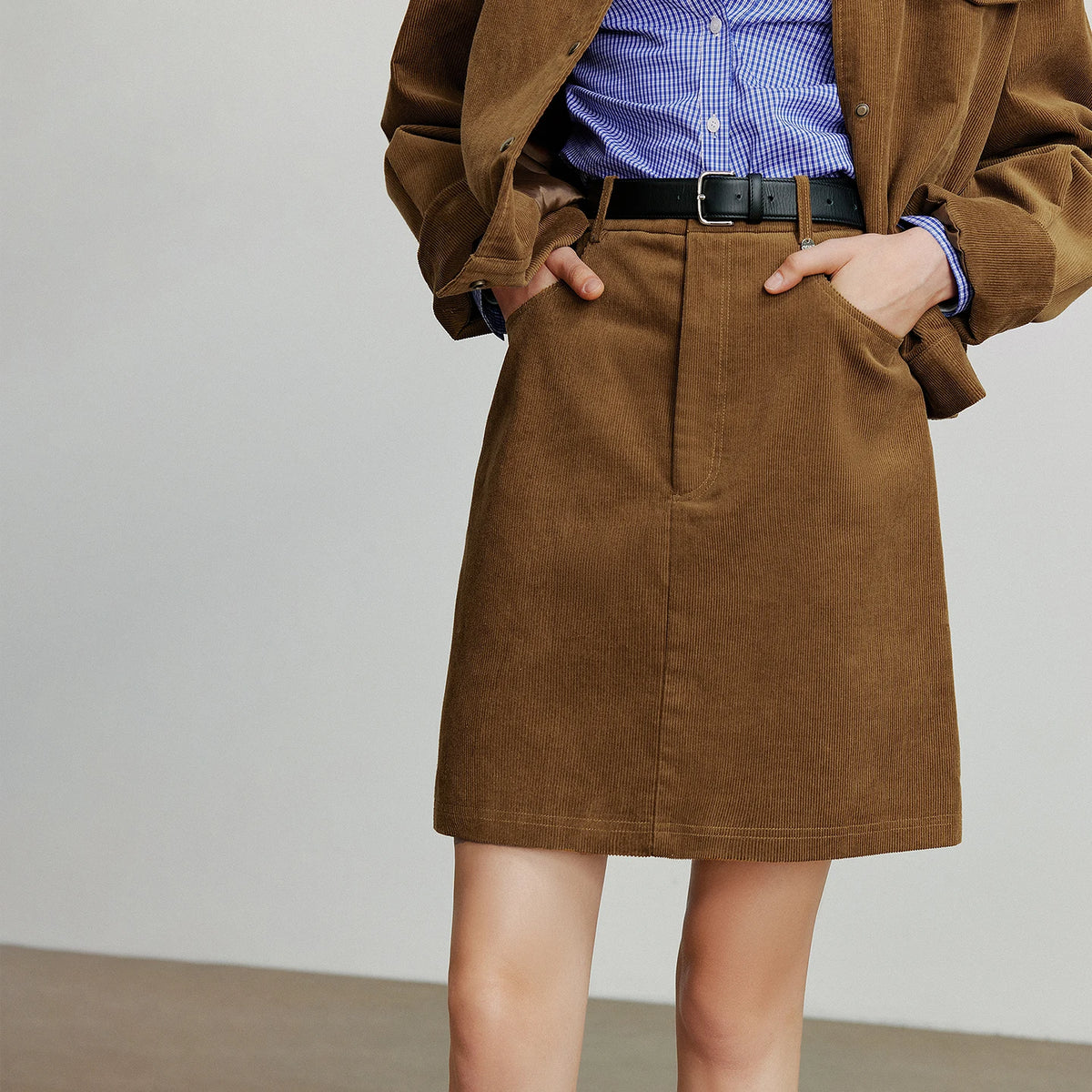 Textured A-Line Mini Skirt