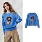 Flower-Motif Crewneck Sweater