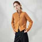 Stand-Collar Button Cardigan