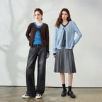 Layered-Look Tie-Front Knit Cardigan