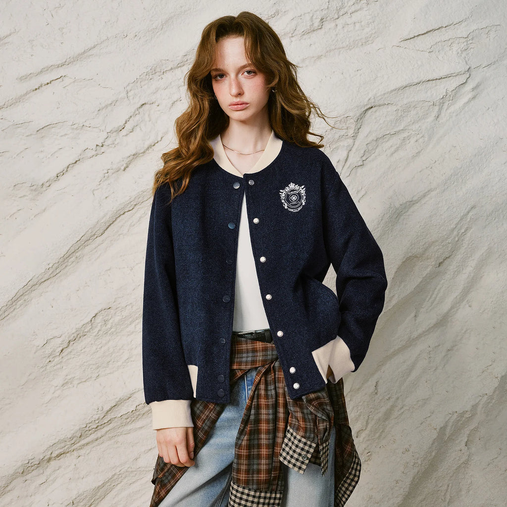 Badge-Detail Varsity Jacket