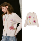 Floral-Motif Knit Cardigan