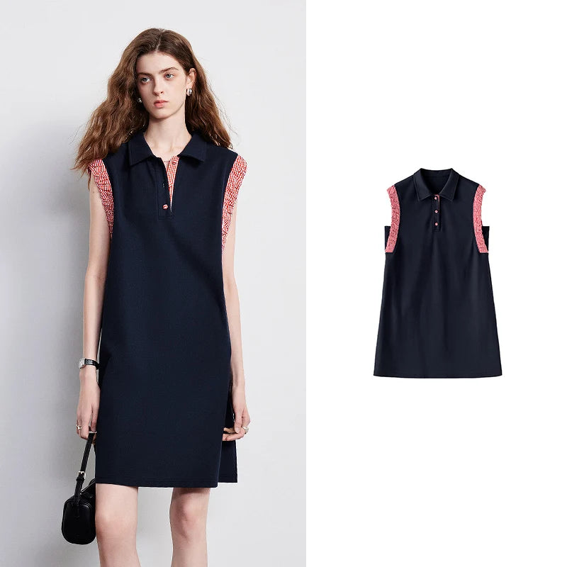 Ruffle-Trim Sleeveless Polo Dress