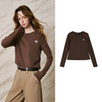 Chest-Motif Long-Sleeve Crewneck Tee