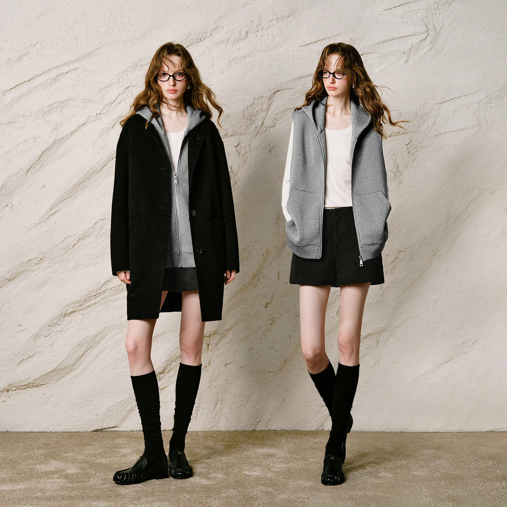 Coat and Hooded Vest Set