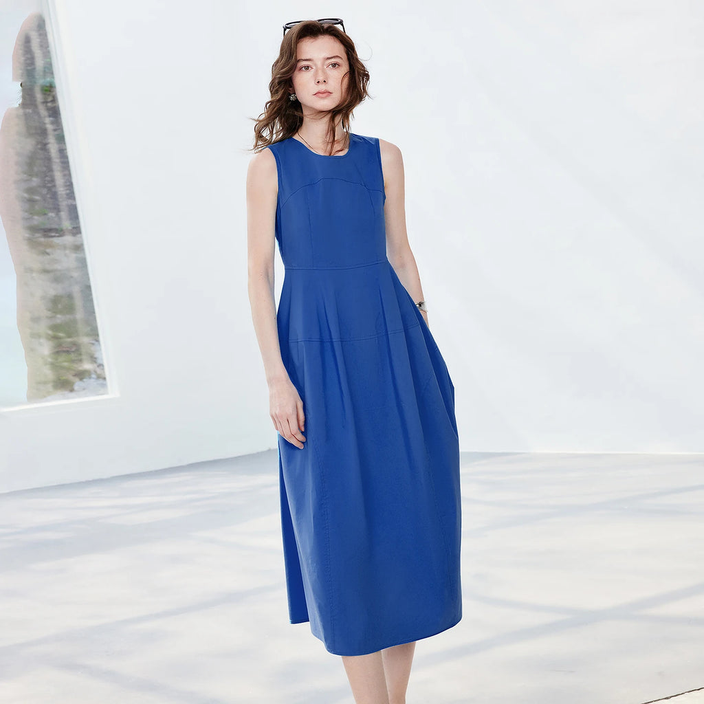 Gathered Sleeveless Midi Dress
