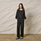 Contrast-Neck Sweatshirt and Pants Set