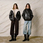 Textured-Collar Glossy Zip Jacket