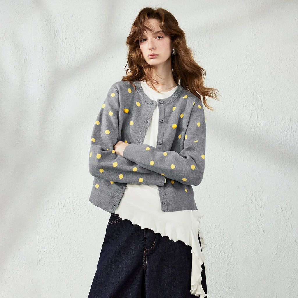 Textured Dot Knit Cardigan