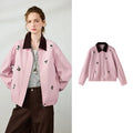 Floral-Motif Contrast-Collar Jacket